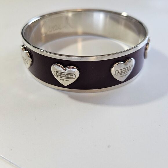 *Sale* Coach silver tone and burgundy bangle bracelet - Picture 12 of 16